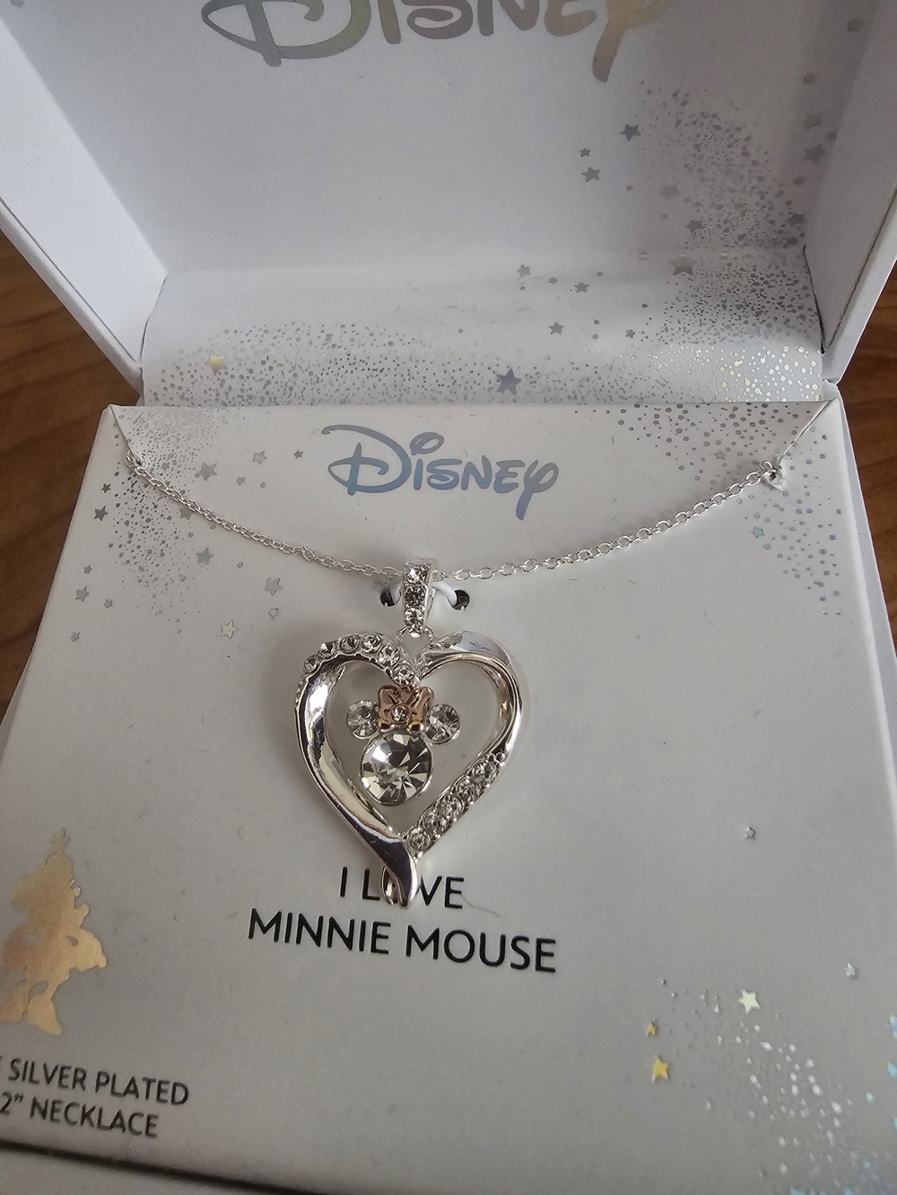 Disney I Love Minnie Mouse Silver-Plated Heart Necklace - Picture 4 of 6